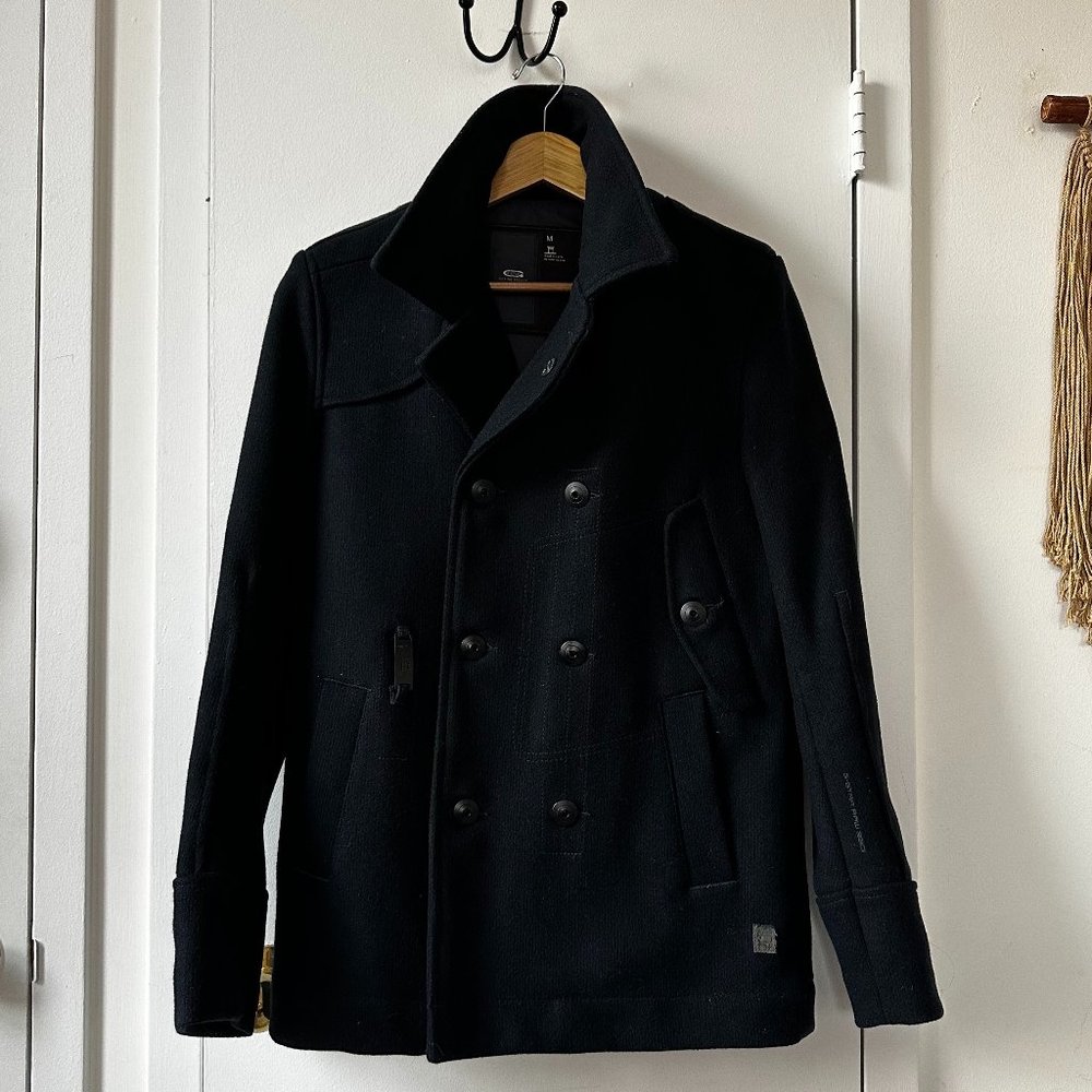 Men’s G-Star Raw Dark Navy Wool Peacoat Size Medium